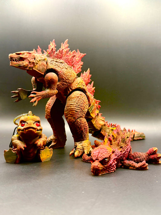 Godzilla set 3 fire